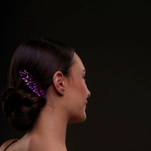 Load image into Gallery viewer, Iridescent Purple Crystal 2-Piece Hair Comb Set