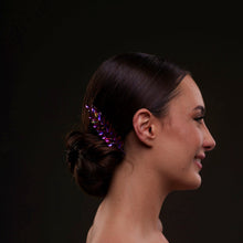 Load image into Gallery viewer, Iridescent Purple Crystal 2-Piece Hair Comb Set