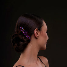 Load image into Gallery viewer, Iridescent Purple Crystal 2-Piece Hair Comb Set