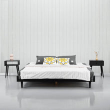 Load image into Gallery viewer, Queen size Mid-Century Modern Platform Bed Frame in Black Wood Finish