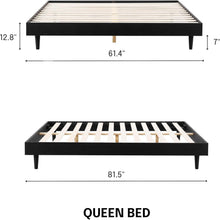 Load image into Gallery viewer, Queen size Mid-Century Modern Platform Bed Frame in Black Wood Finish