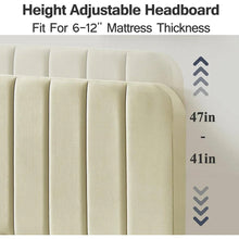 Load image into Gallery viewer, Queen size Beige Upholstered Platform Bed Frame with Headboard