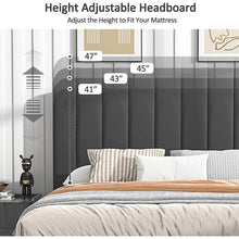 Load image into Gallery viewer, Queen size Dark Grey Upholstered Platform Bed Frame with Headboard