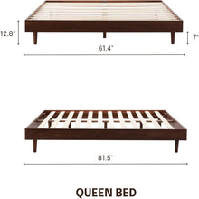 Load image into Gallery viewer, Queen size Mid-Century Modern Platform Bed Frame in Dark Brown Wood Finish