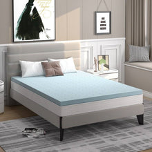 Load image into Gallery viewer, Queen size 4-inch Thick Soft Gel Memory Foam Mattress Topper in Light Blue