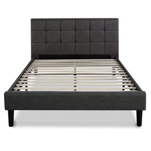 Load image into Gallery viewer, Queen size Modern Classic Dark Grey Upholstered Platform Bed with Headboard