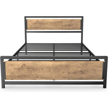 Load image into Gallery viewer, Queen Modern Metal Wood Industrial Platform Bed Frame with Headboard Footboard