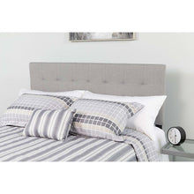 Load image into Gallery viewer, Queen size Modern Light Grey Fabric Upholstered Panel Headboard