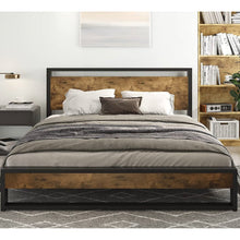 Load image into Gallery viewer, Queen Modern Farmhouse Platform Bed Frame with Wood Panel Headboard Footboard