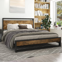Load image into Gallery viewer, Queen Modern Farmhouse Platform Bed Frame with Wood Panel Headboard Footboard