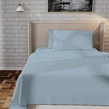 Load image into Gallery viewer, Queen size Aqua Blue 100-Percent Certified Organic Cotton Sheet Set