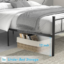 Load image into Gallery viewer, Queen Sturdy Metal Platform Bed Frame with Headboard Footboard in Black Finish