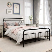 Load image into Gallery viewer, Queen Classic Farmhouse Black Metal Bed Frame with Rounded Headboard Footboard