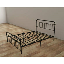 Load image into Gallery viewer, Queen Classic Farmhouse Black Metal Bed Frame with Rounded Headboard Footboard