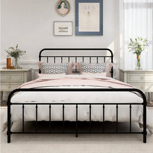 Load image into Gallery viewer, Queen Classic Farmhouse Black Metal Bed Frame with Rounded Headboard Footboard