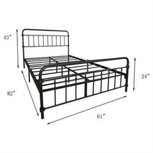 Load image into Gallery viewer, Queen Classic Farmhouse Black Metal Bed Frame with Rounded Headboard Footboard