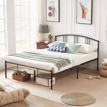 Load image into Gallery viewer, Queen size Black Metal Platform Bed Frame with Arched Headboard