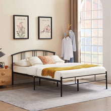 Load image into Gallery viewer, Queen size Black Metal Platform Bed Frame with Arched Headboard