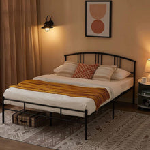 Load image into Gallery viewer, Queen size Black Metal Platform Bed Frame with Arched Headboard