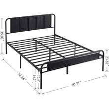 Load image into Gallery viewer, Queen size Black Wood Metal Platform Bed Frame with Rounded Headboard Footboard