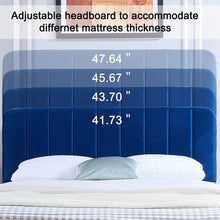 Load image into Gallery viewer, Queen size Blue Upholstered Platform Bed Frame with Headboard