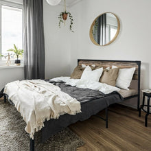 Load image into Gallery viewer, Rustic FarmHome Metal Wood Platform Bed Frame in Queen Size