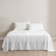 Load image into Gallery viewer, Queen Size 4 Piece 100-Percent Cotton Sheet Set in White with Lace Trim