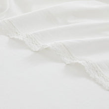 Load image into Gallery viewer, Queen Size 4 Piece 100-Percent Cotton Sheet Set in White with Lace Trim