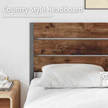 Load image into Gallery viewer, Queen size Modern Farmhouse Metal Platform Bed Frame with Brown Wood Headboard