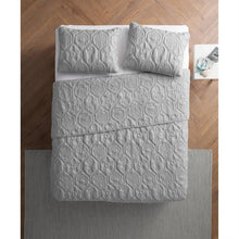 Load image into Gallery viewer, Queen Coastal Beach Embossed Starfish Seashell Seahorse Grey 3-Piece Quilt Set
