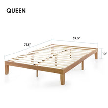 Load image into Gallery viewer, Queen size Solid Wood Platform Bed Frame in Natural Wooden Finish