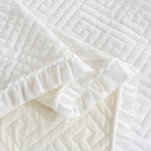 Load image into Gallery viewer, Queen size Ivory White Velvet Microfiber Polyester Reversible 3-Piece Quilt Set