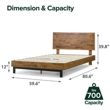 Load image into Gallery viewer, Queen Solid Wood Modern Platform Bed Frame with Adjustable Height Headboard
