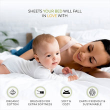 Load image into Gallery viewer, Queen size White 100-Percent Certified Organic Cotton Sheet Set