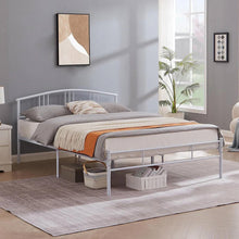 Load image into Gallery viewer, Queen size White Metal Platform Bed Frame with Arched Headboard