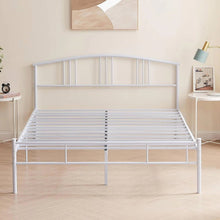 Load image into Gallery viewer, Queen size White Metal Platform Bed Frame with Arched Headboard