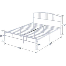 Load image into Gallery viewer, Queen size White Metal Platform Bed Frame with Arched Headboard
