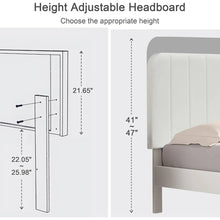 Load image into Gallery viewer, Queen size White Upholstered Platform Bed Frame with Headboard