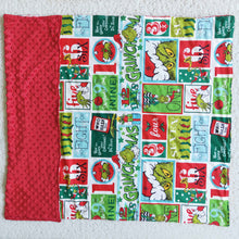 Load image into Gallery viewer, Print and red minky green face Christmas blankets