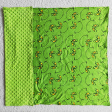 Load image into Gallery viewer, Green face print milk silk and minky baby girls Christmas blankets