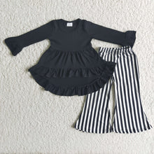 Load image into Gallery viewer, Black high low top match stripe pants girls fall winter outfits