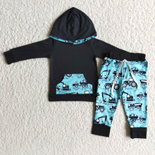 Load image into Gallery viewer, Digging machine tractor print boy hoodies set