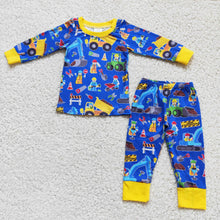 Load image into Gallery viewer, Excavator print boy long sleeve pajamas