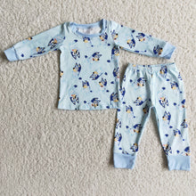 Load image into Gallery viewer, Blue dog long sleeve boy pajamas