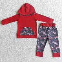 Load image into Gallery viewer, Red line boy hoodie set