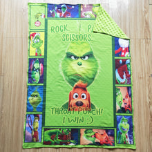 Load image into Gallery viewer, Green face minky polka dots baby Christmas blankets