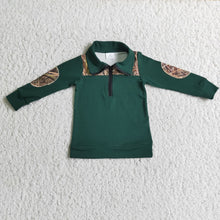 Load image into Gallery viewer, Green camo zipper long sleeve girls shirt
