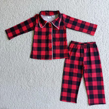 Load image into Gallery viewer, Buffalo plaid print boy Christmas pjs