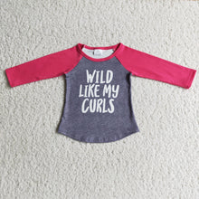 Load image into Gallery viewer, Wild like my curls girls long sleeve raglan