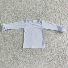Load image into Gallery viewer, White cotton icing ruffle top girls shirt